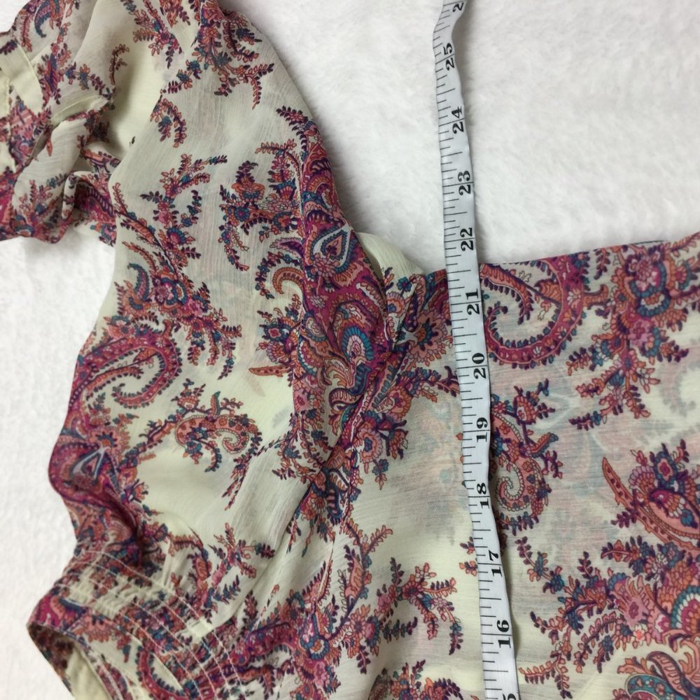 Women's Ivory Paisley Tie-Neck Blouse - Picture 11 of 14